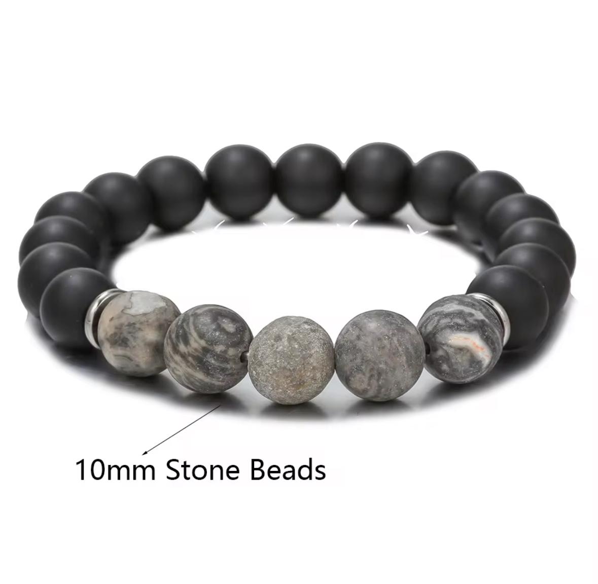 Pulsera piedra natural onix mate (absorción mala energía) y jaspe (seguridad emocional)