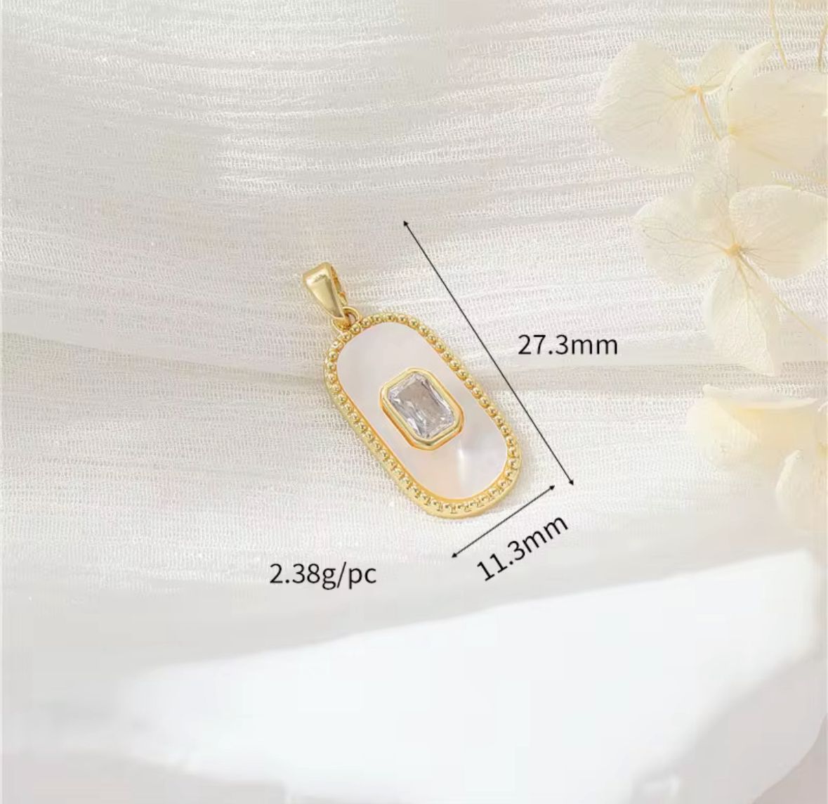 Collar hexagrama concha nacar con circonia