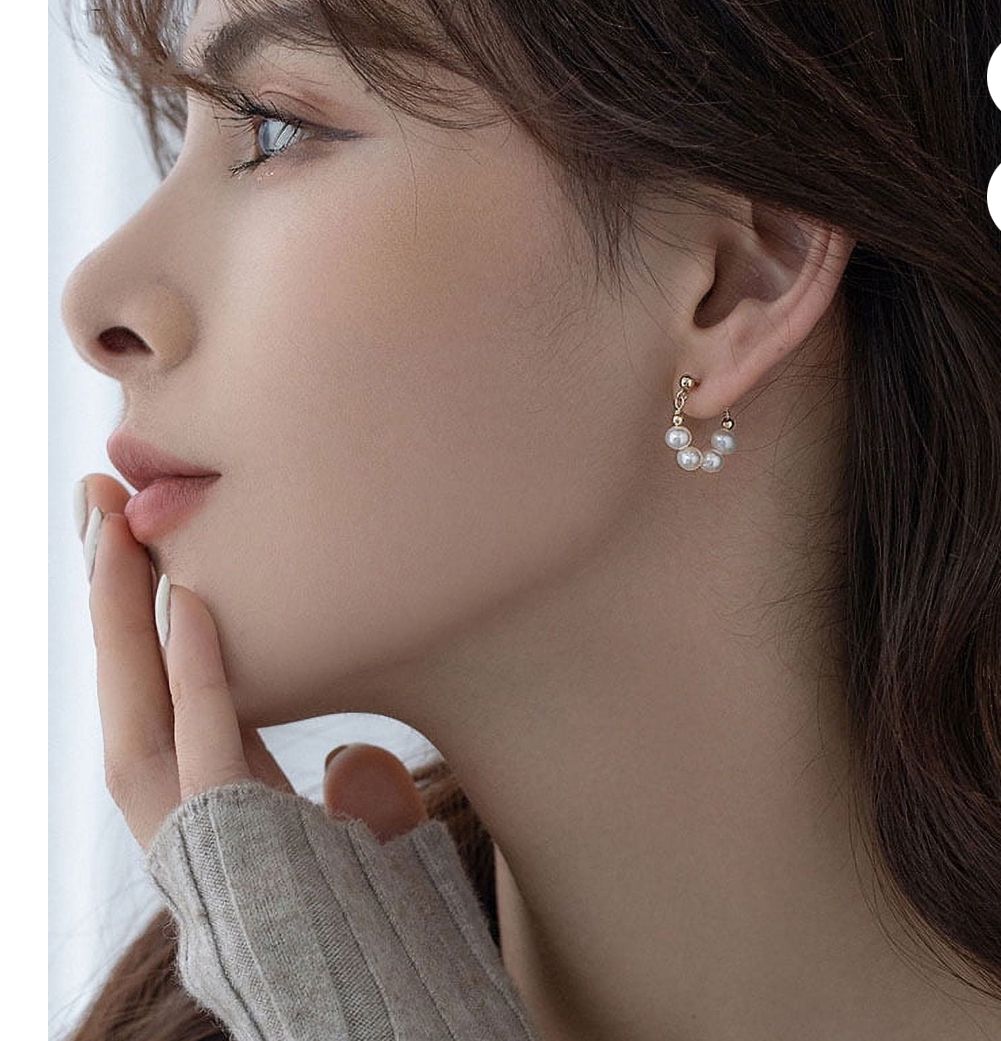 Aretes perlas hoops