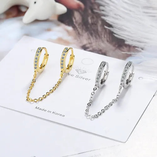 Arete aro circonita blanca