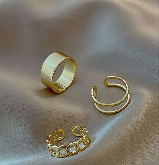 Set 3 anillos dorados bohemio