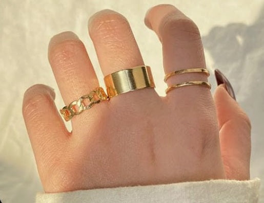 Set 3 anillos dorados bohemio