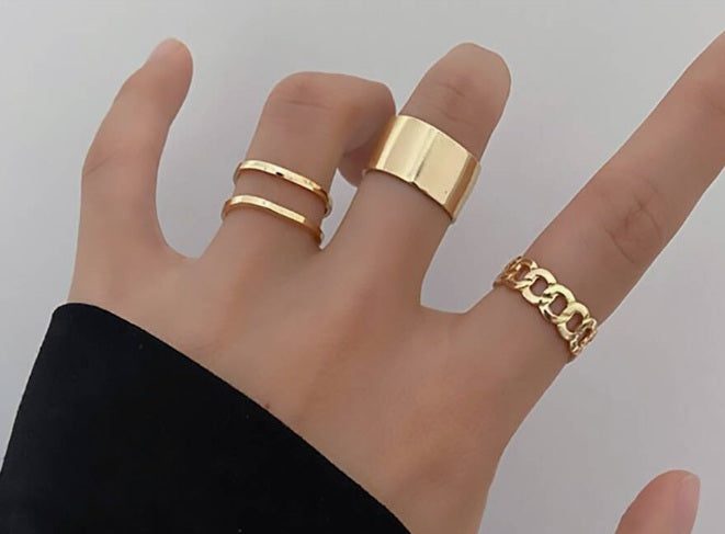 Set 3 anillos dorados bohemio