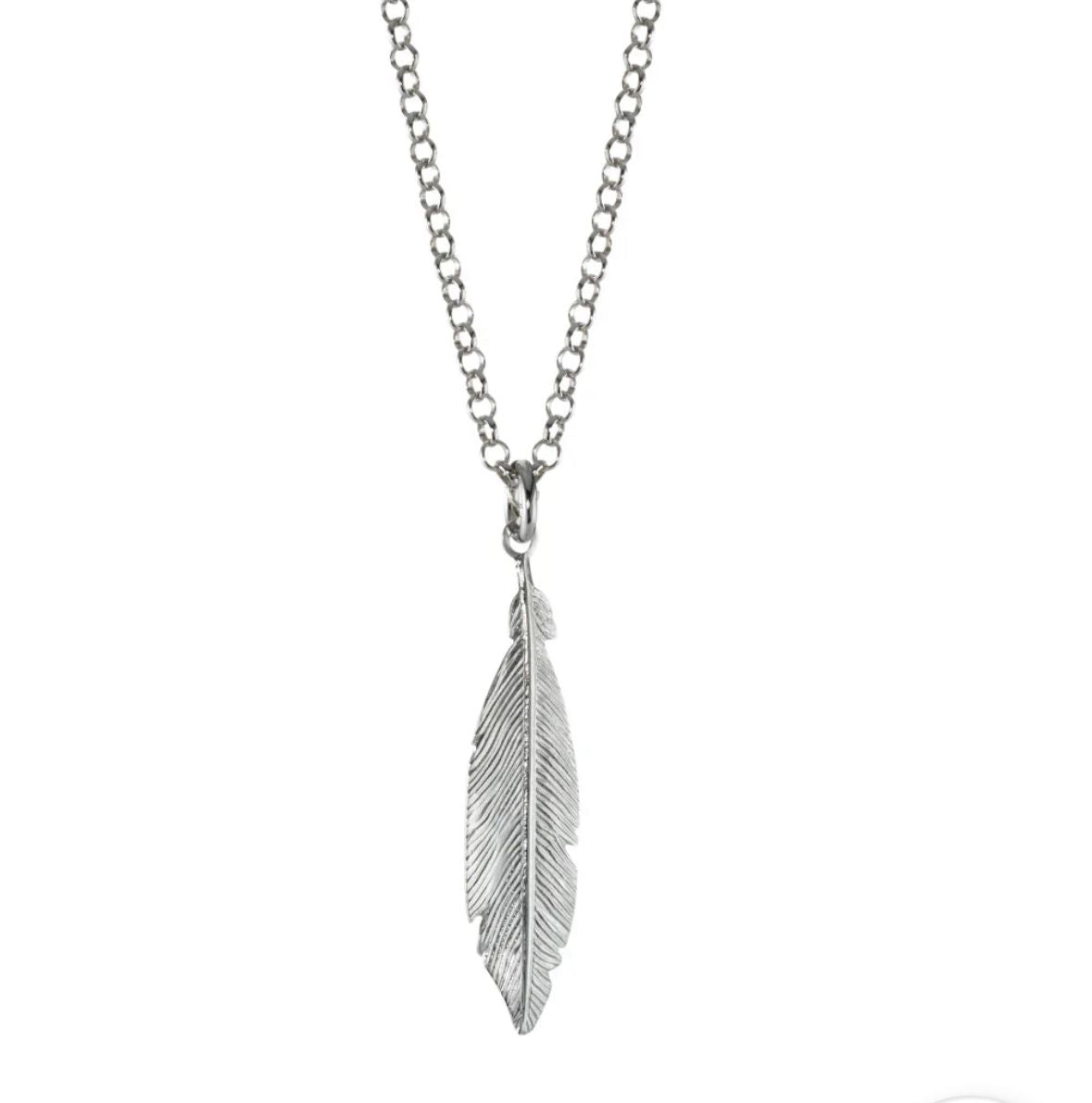 Collar pluma plateado