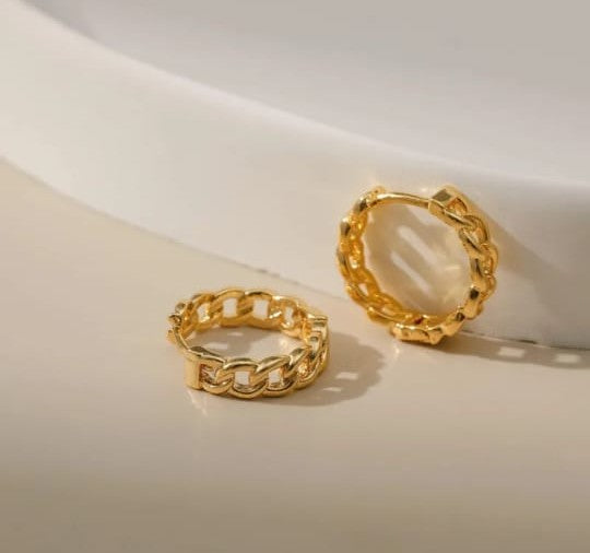 Arracada cadena chapa oro 18