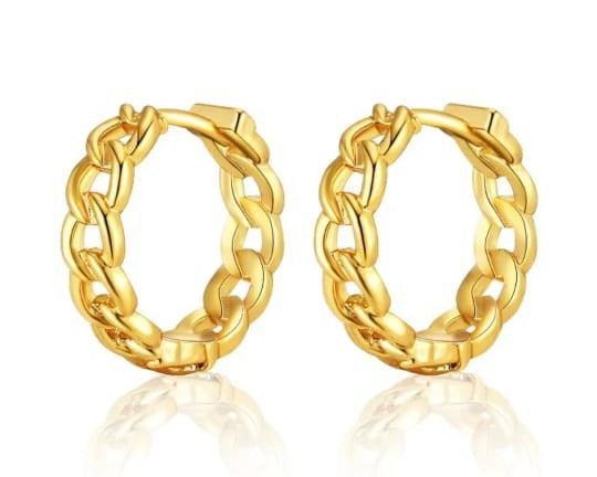 Arracada cadena chapa oro 18