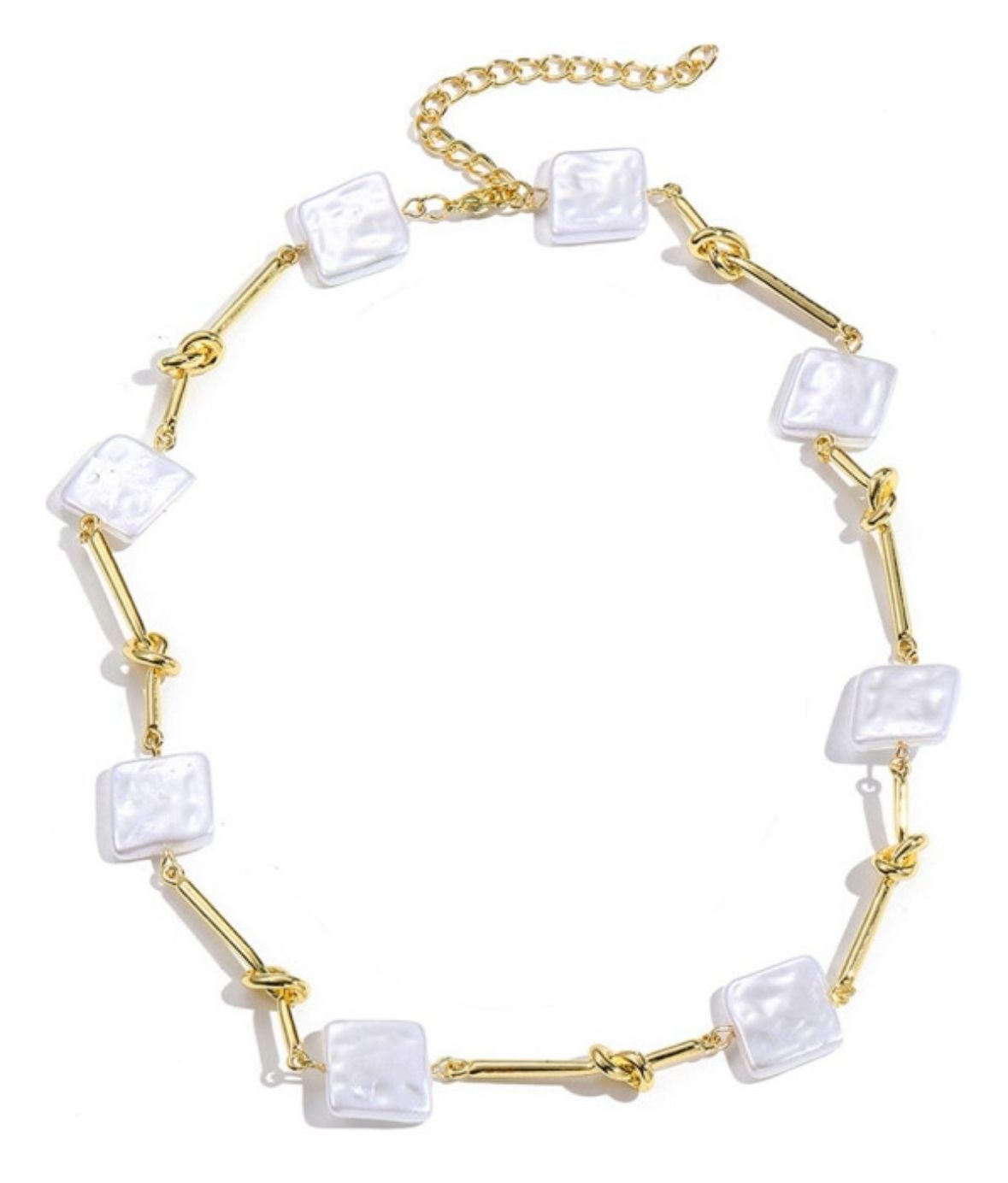 Collar perlas cuadradas