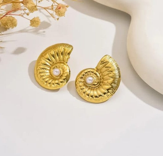 Aretes estilo bohemio forma concha mar