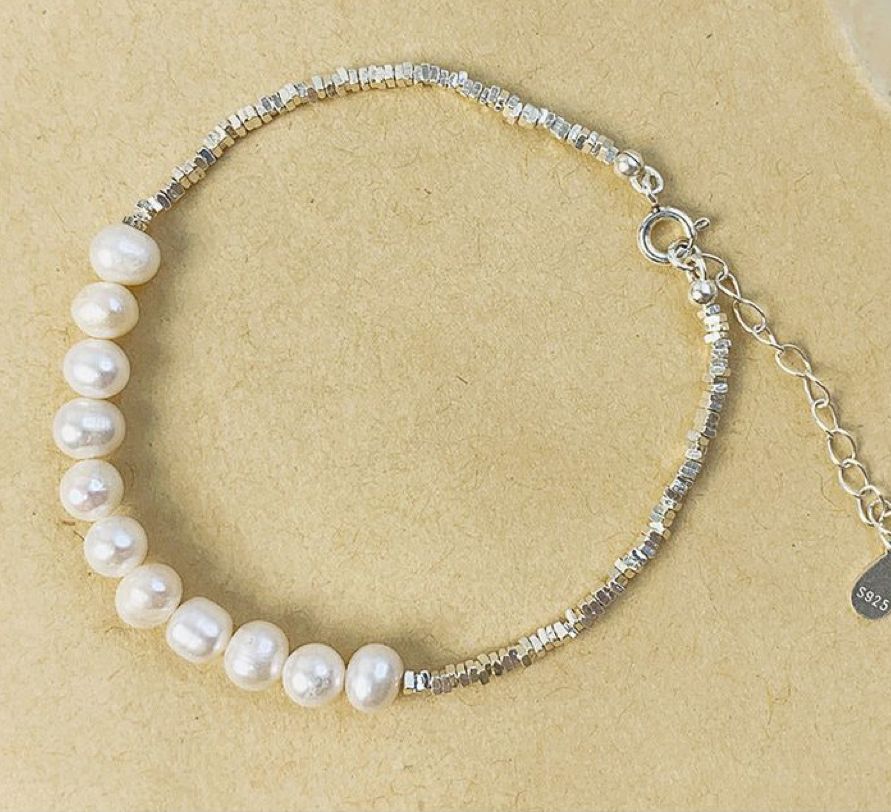 Pulsera plata perlas