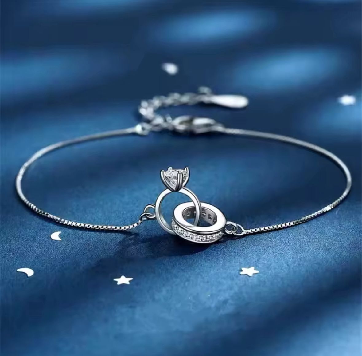 Pulsera de compromiso/promesa plateada/golden rose con circonia