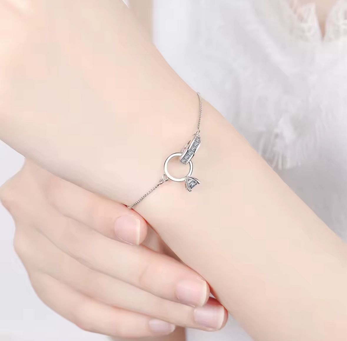 Pulsera de compromiso/promesa plateada/golden rose con circonia