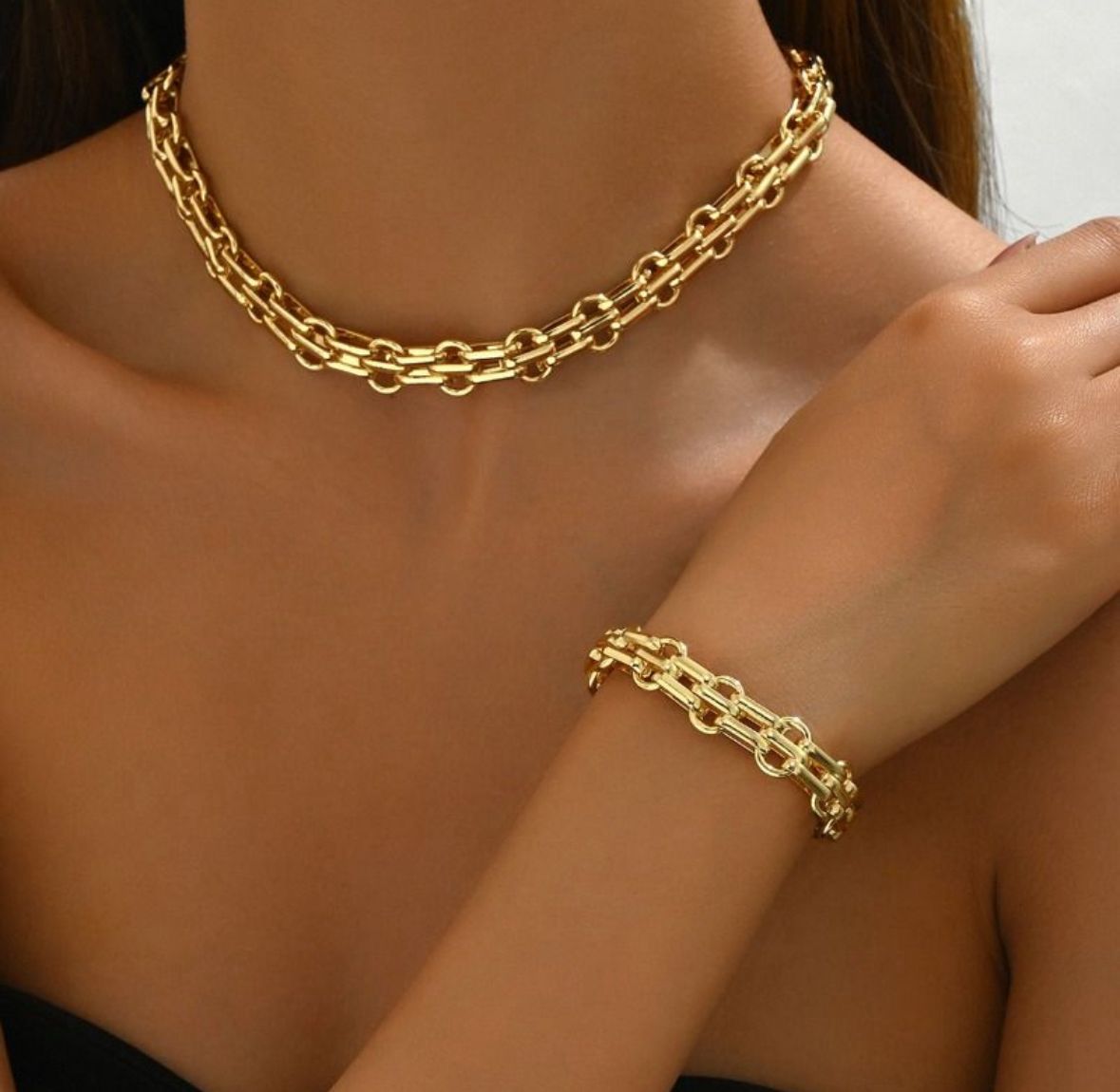 Collar eslabones dorados chuncky