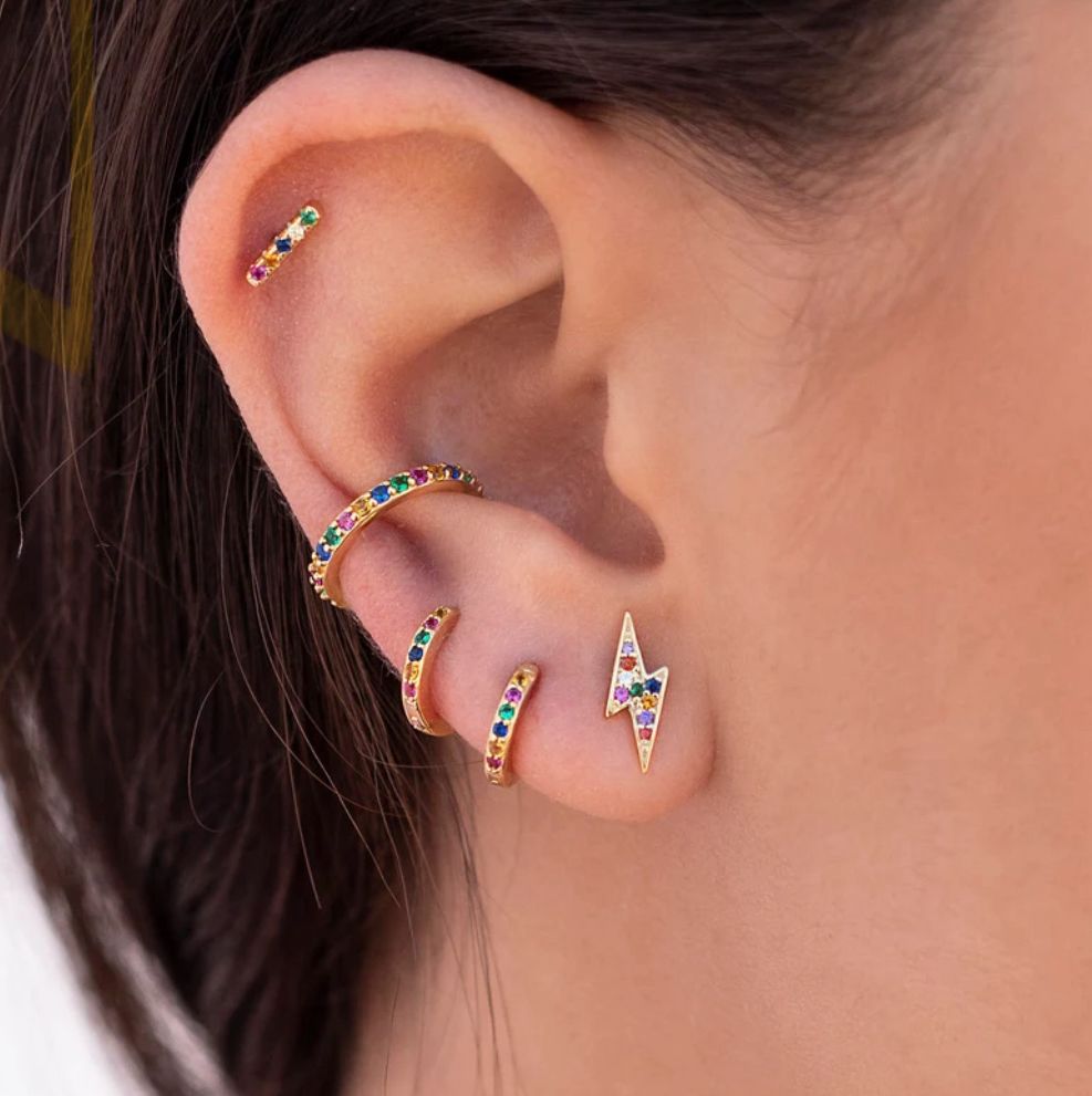Ear cuff dorado circonio colores