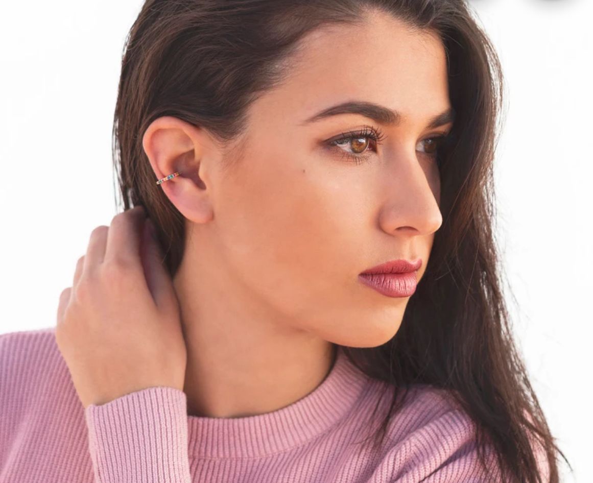 Ear cuff dorado circonio colores
