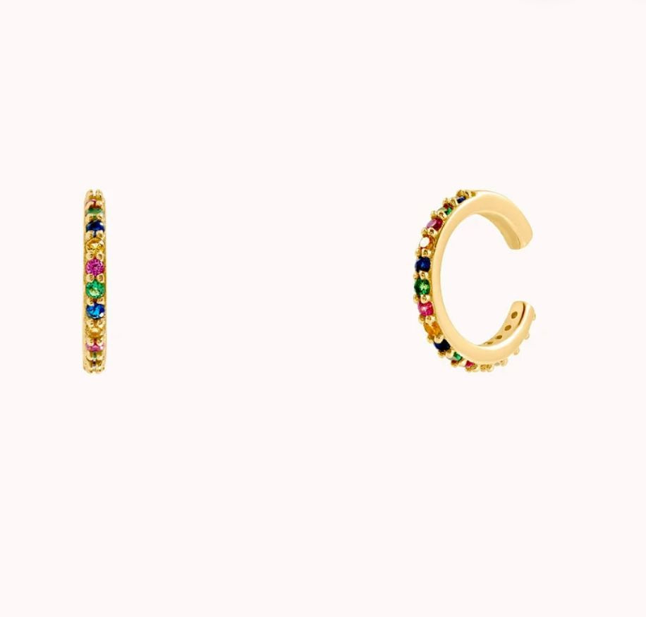 Ear cuff dorado circonio colores
