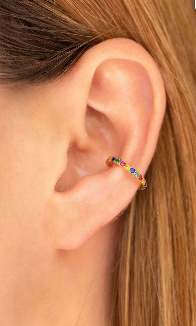 Ear cuff dorado circonio colores