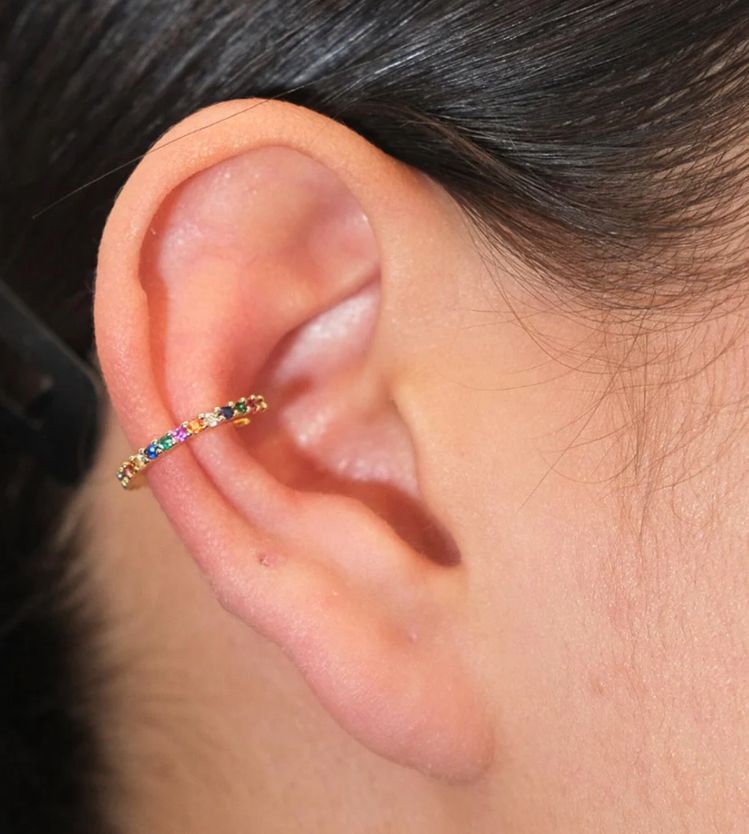 Ear cuff dorado circonio colores