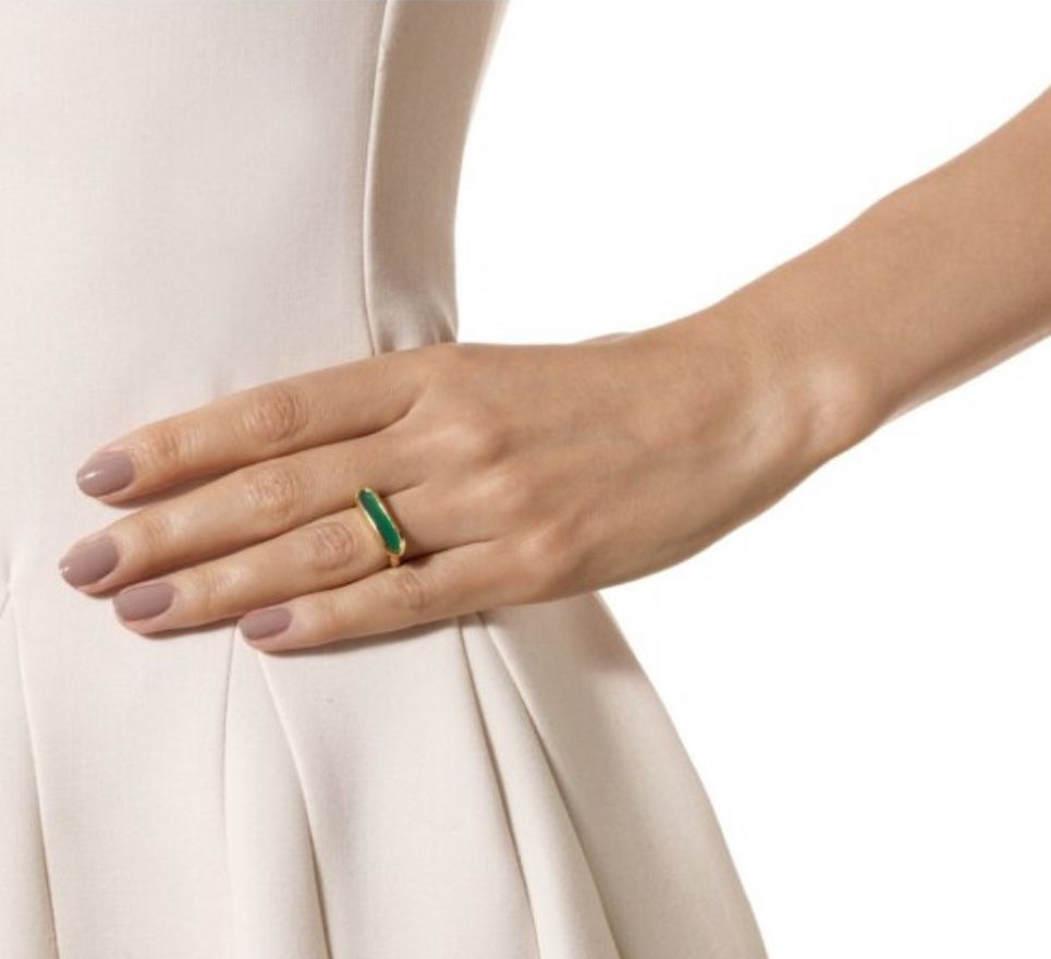 Anillo piedra verde autoajustable