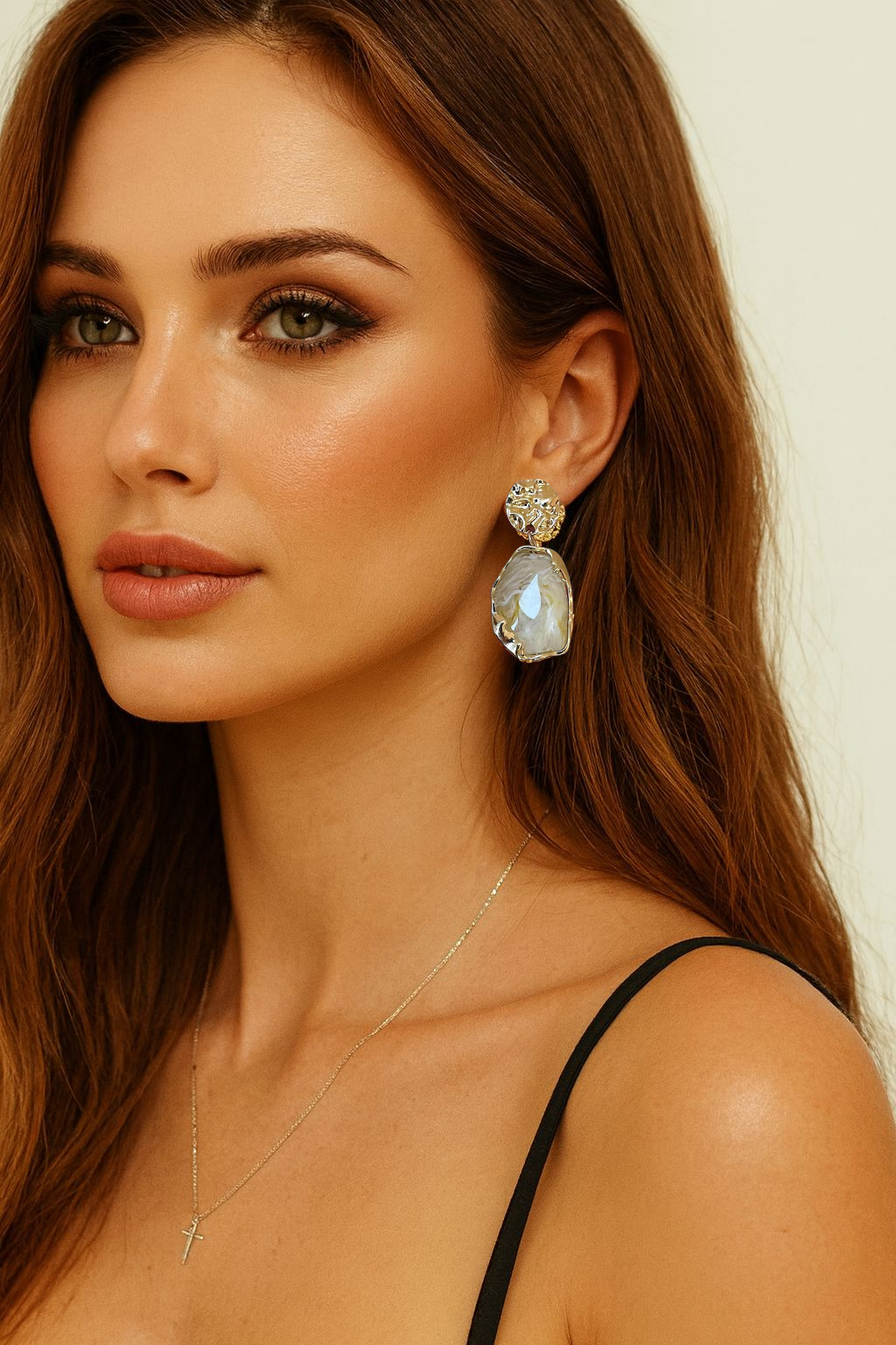 Aretes vintage grandes chapa oro