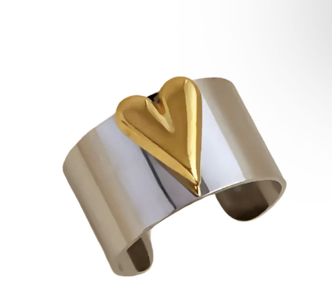 Anillo corazón bold plata bitono