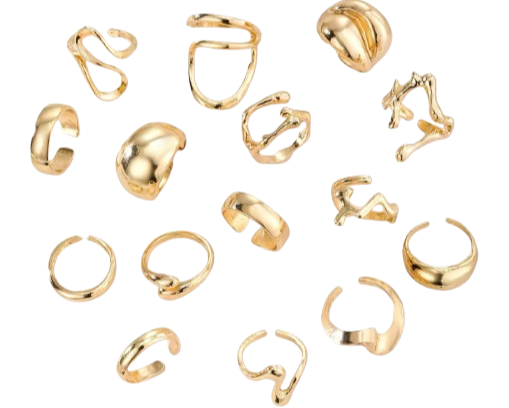 Quince anillos chapa oro