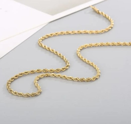 Collar torsal largo chapa oro 18k