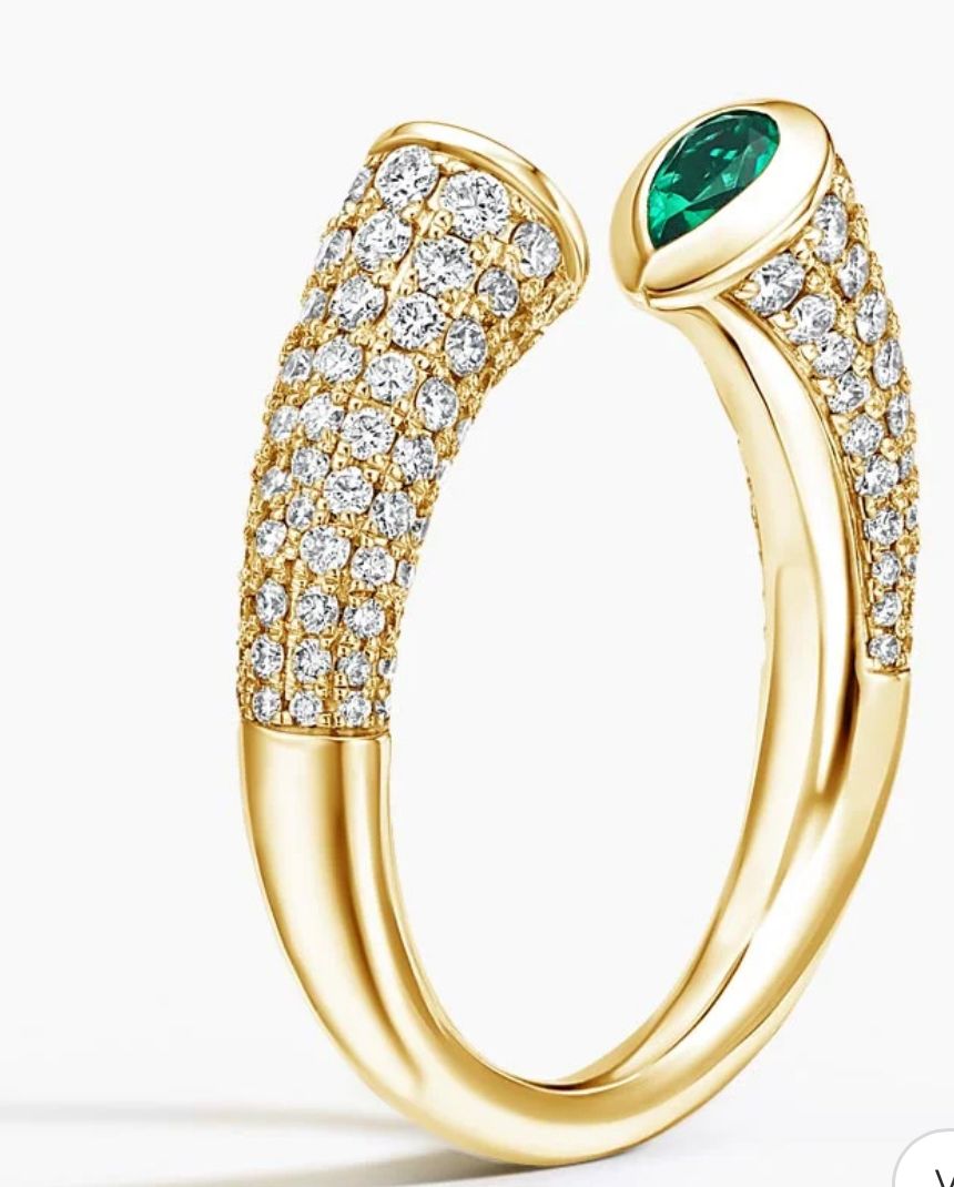 Anillo dual esmeralda autoajustable