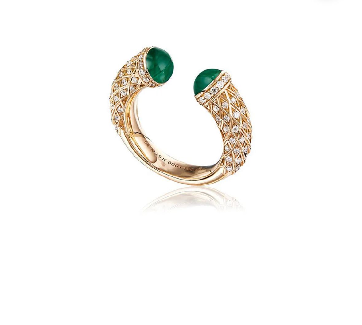 Anillo dual esmeralda autoajustable