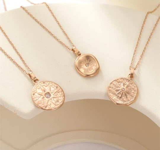 Collar dije estrella acero inoxidable chapa oro 18k