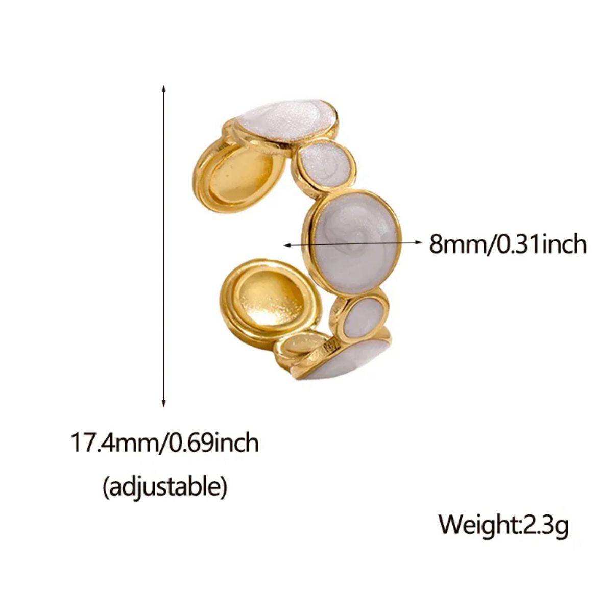 Anillo círculos nácar  autoajustable