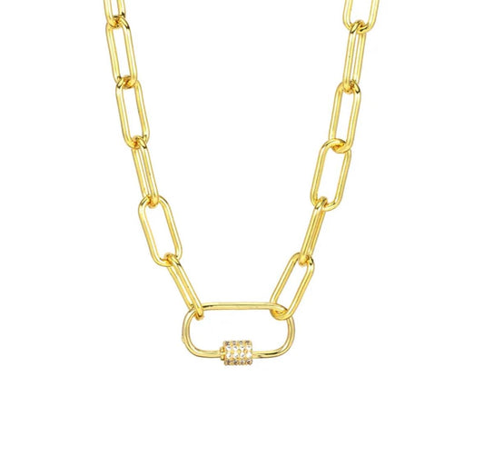 Collar link con circonia para dijes charms