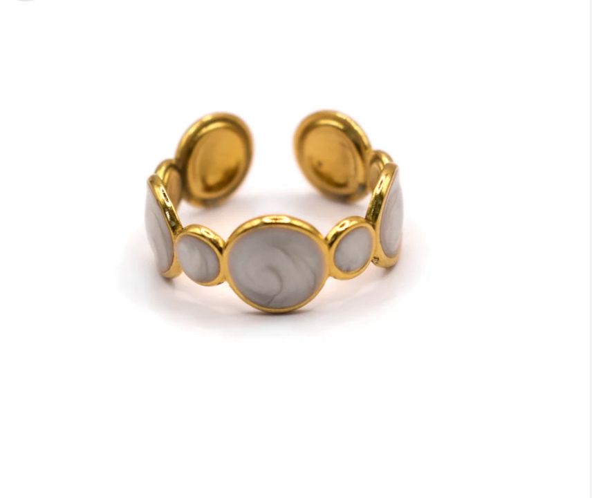 Anillo círculos nácar  autoajustable