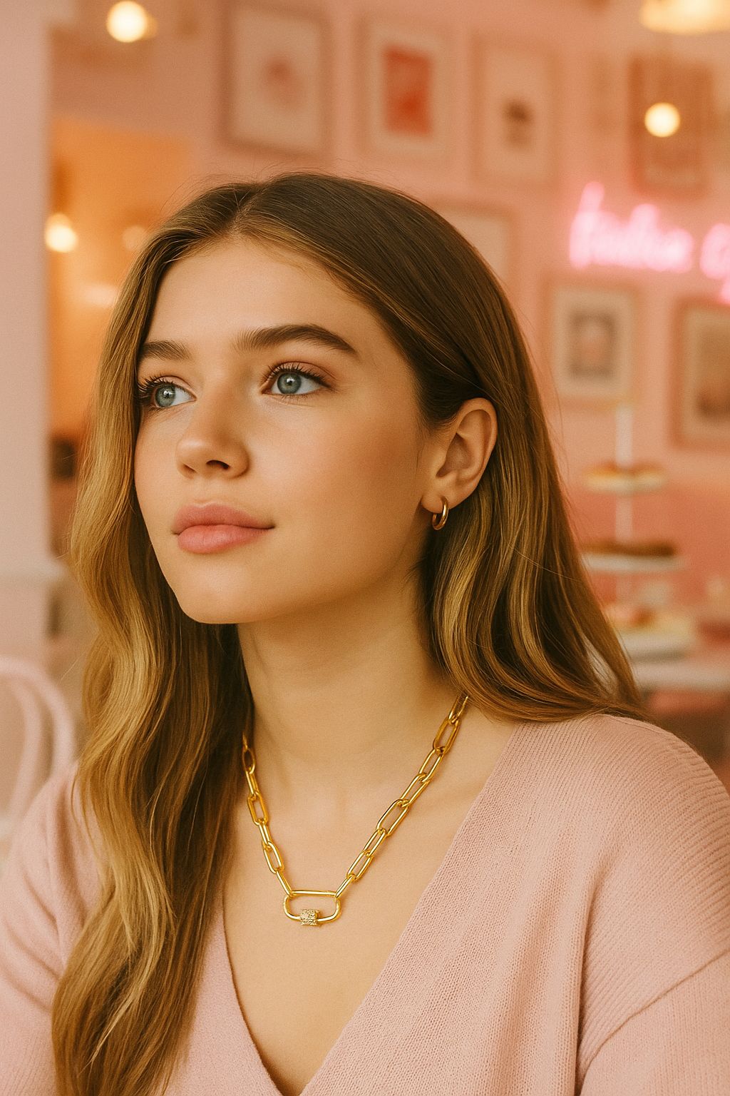 Collar link con circonia para dijes charms