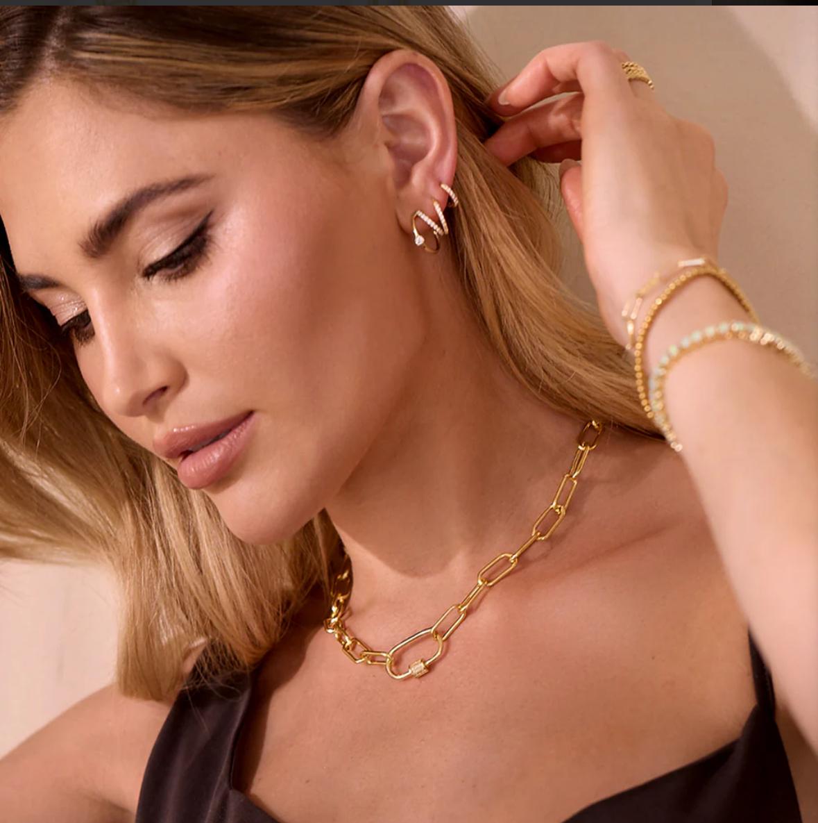 Collar link con circonia para dijes charms