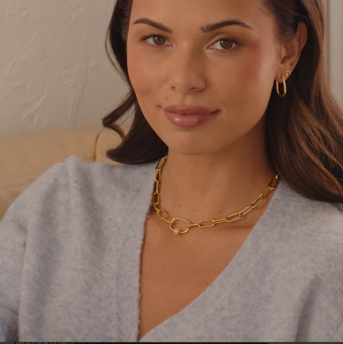 Collar link con circonia para dijes charms