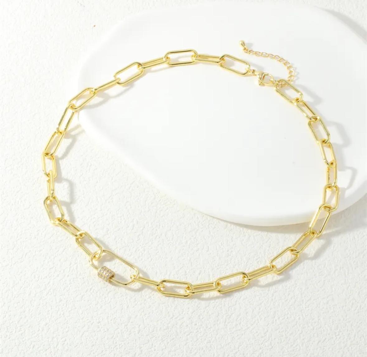 Collar link con circonia para dijes charms