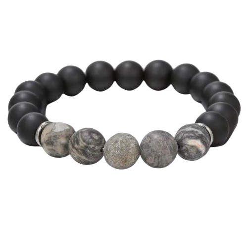 Pulsera piedra natural onix mate (absorción mala energía) y jaspe (seguridad emocional)