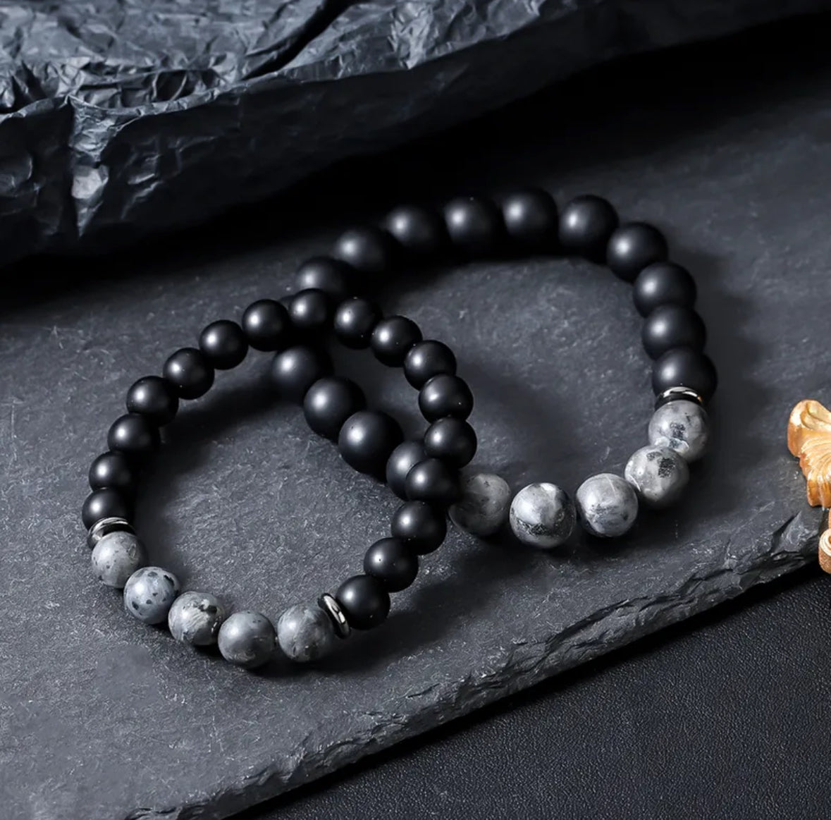Pulsera piedra natural onix mate (absorción mala energía) y jaspe (seguridad emocional)