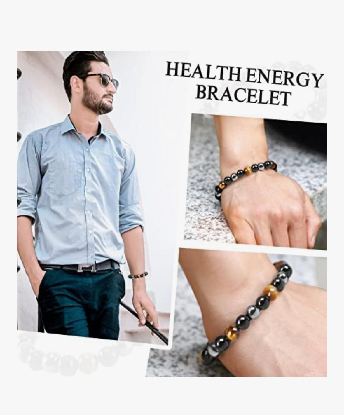 Pulsera prosperidad piedra ojo tigre, hematita y obsidiana