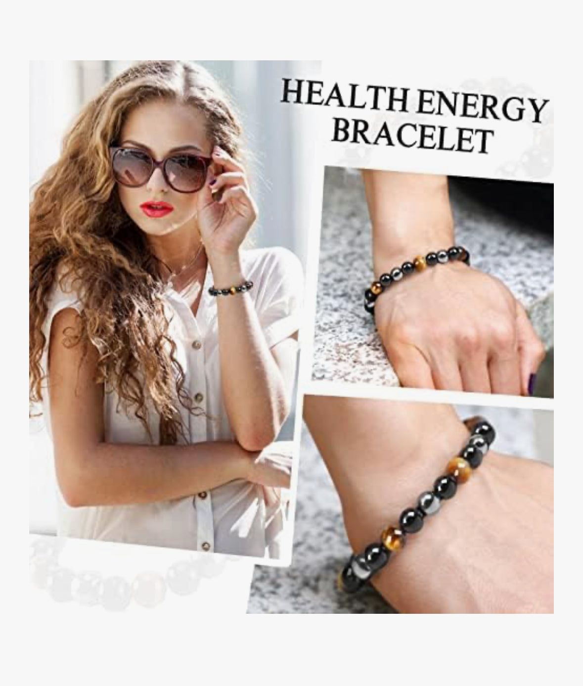 Pulsera prosperidad piedra ojo tigre, hematita y obsidiana