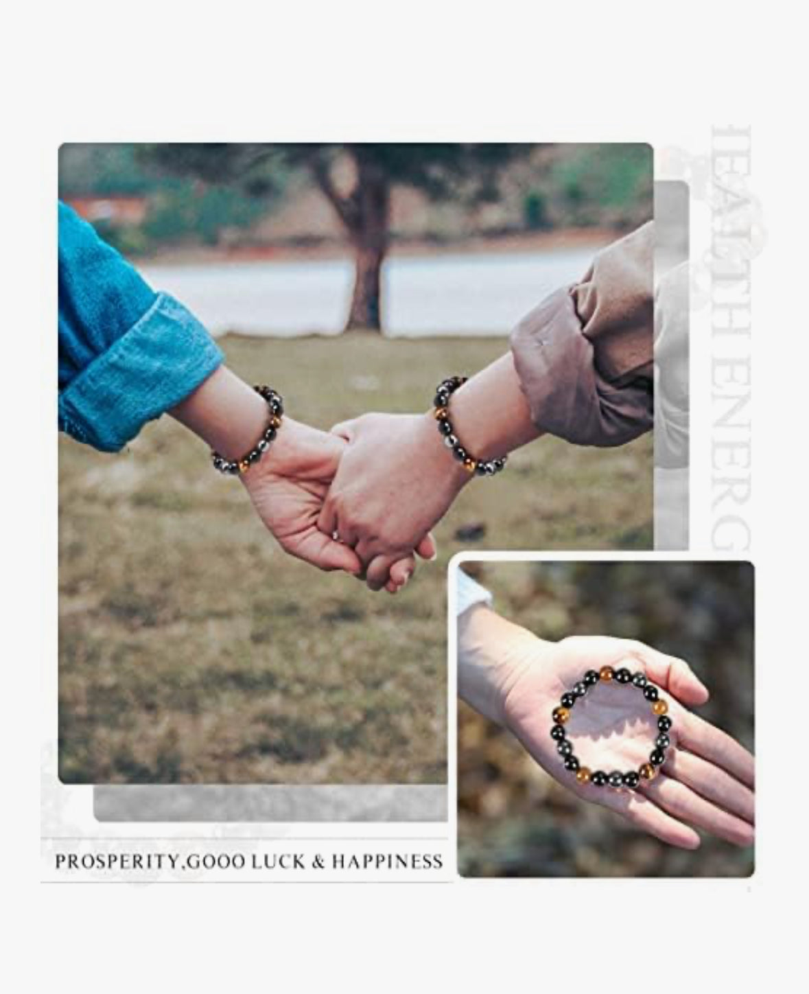 Pulsera prosperidad piedra ojo tigre, hematita y obsidiana