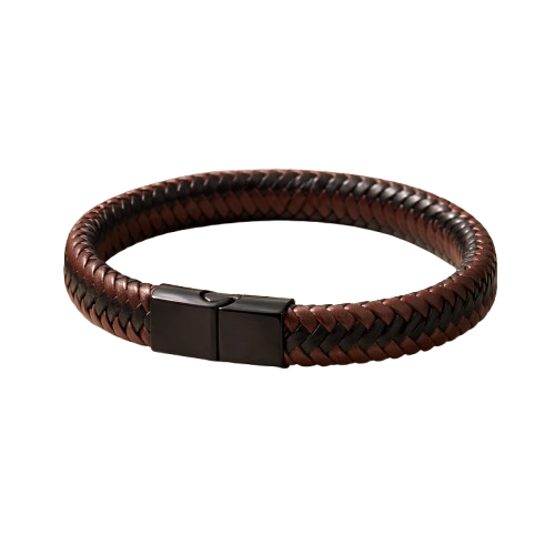 Pulsera de cuero piel para hombre bitono