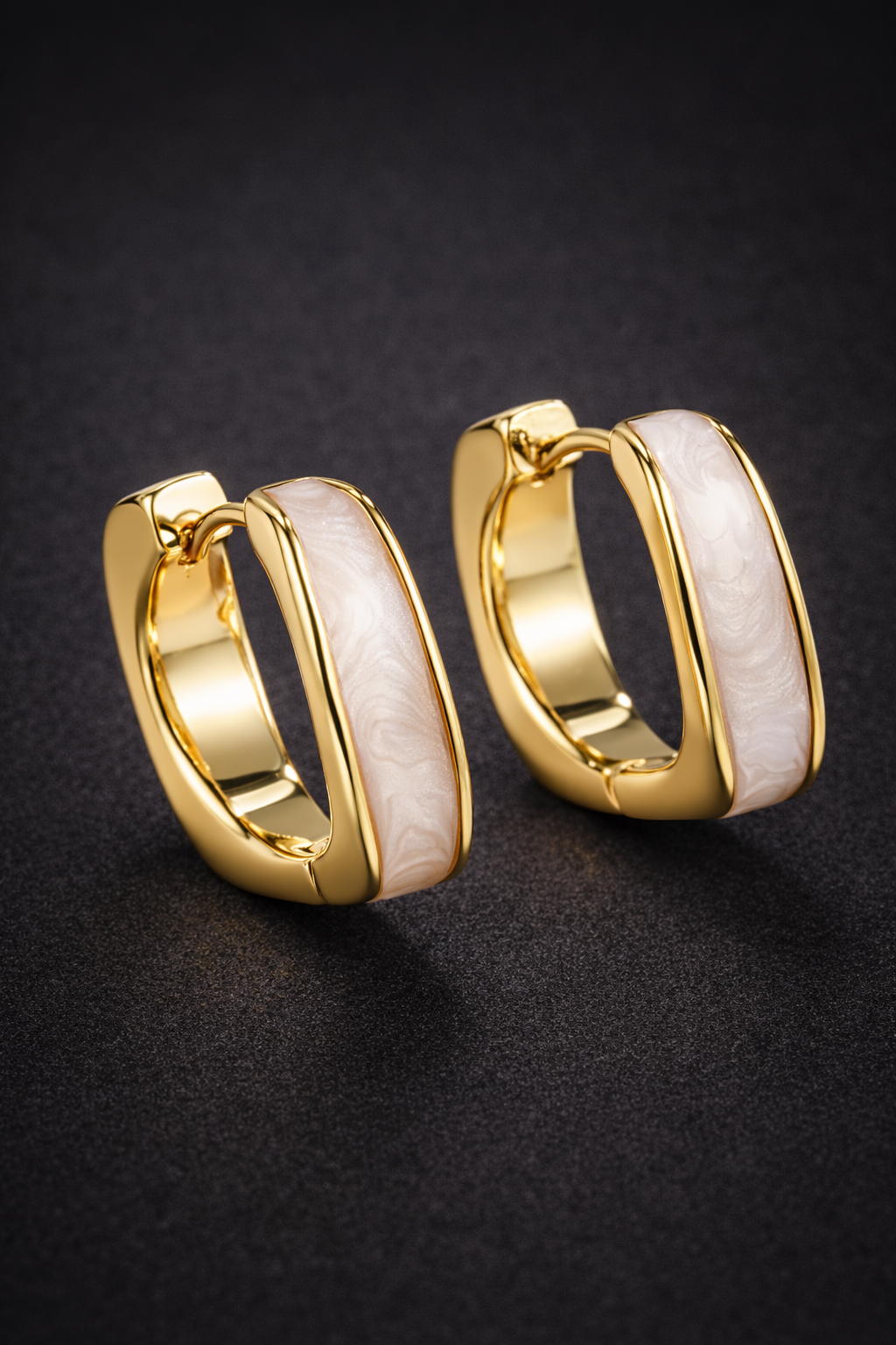 Hoops cuadrados nacar blanco
