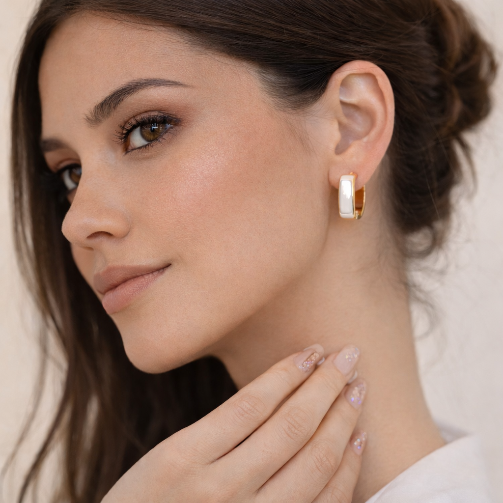 Hoops cuadrados nacar blanco