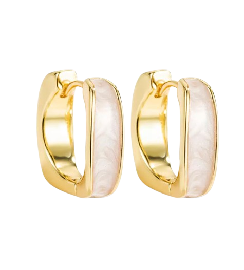 Hoops cuadrados nacar blanco