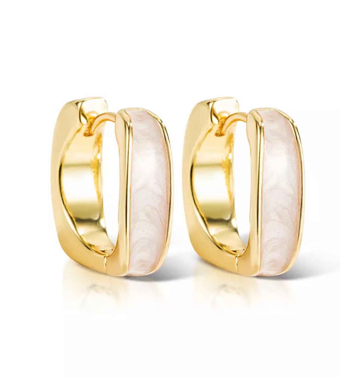 Hoops cuadrados nacar blanco