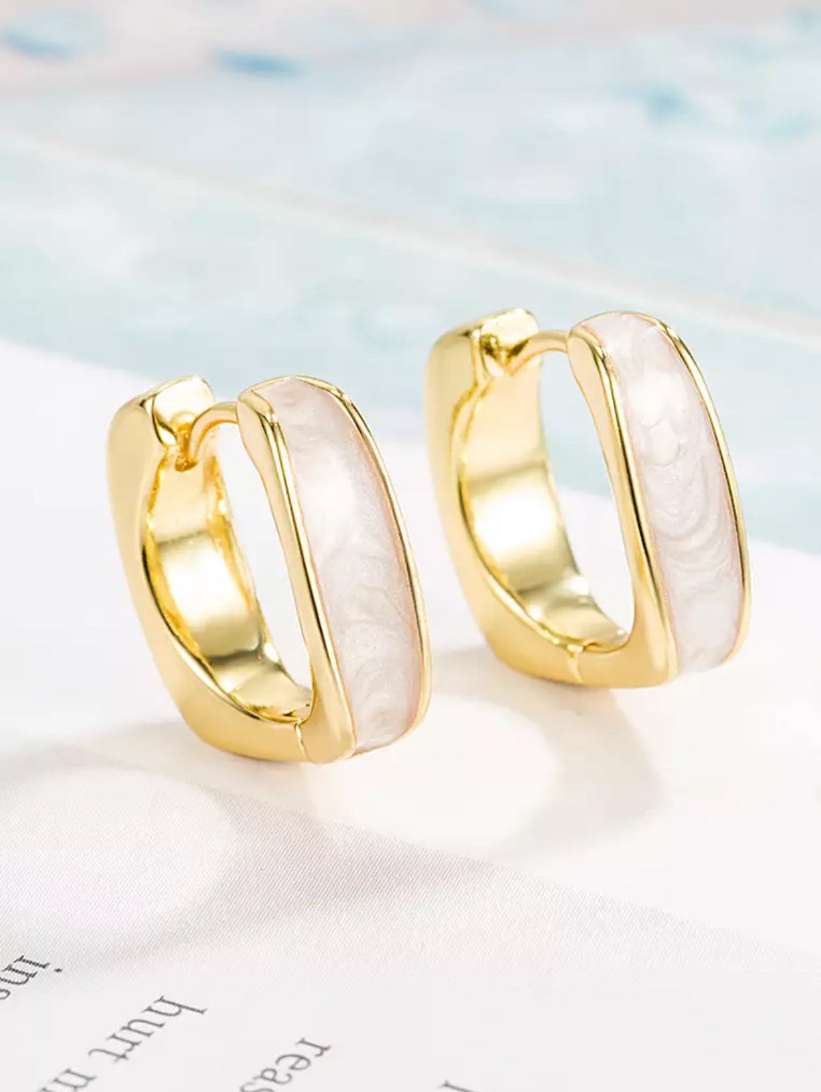 Hoops cuadrados nacar blanco