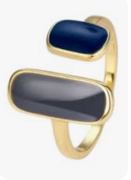 Anillo gris y azul autoajustable