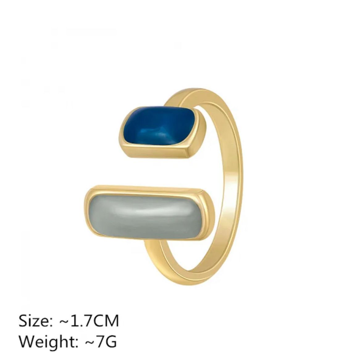 Anillo gris y azul autoajustable