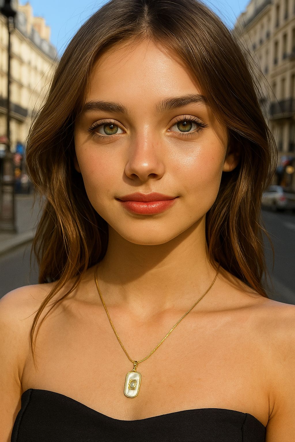 Collar hexagrama concha nacar con circonia